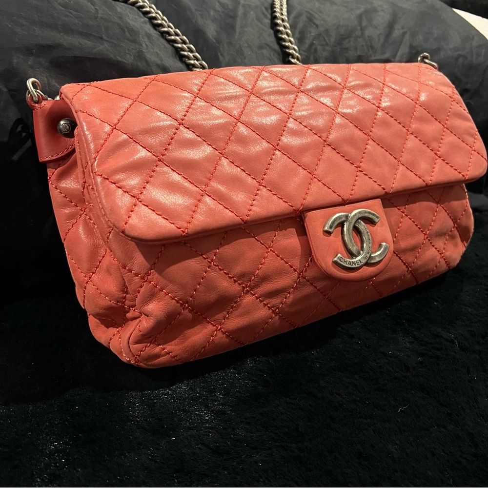 Chanel Coral Quilted Flap-Over Bag - Picture 2 of 15